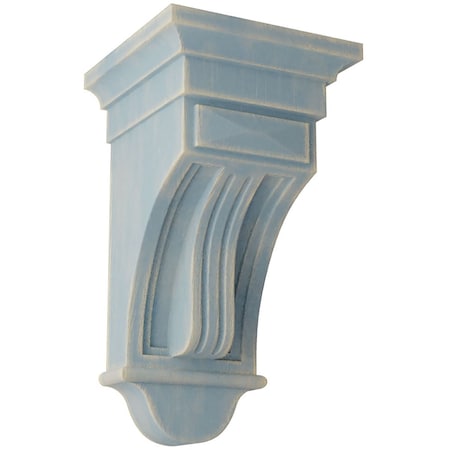 Ekena Millwork 6 1/2"W x 6 1/2"D x 12"H Raised Fluting Wood Vintage Decor Corbel, Driftwood Blue CORWD06X06X12RABU